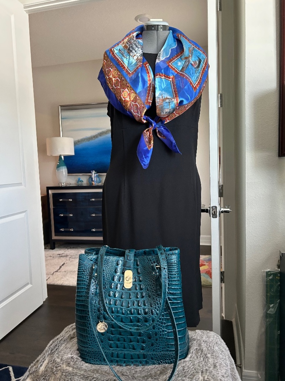 Brahmin Fiora Teal bucket bag